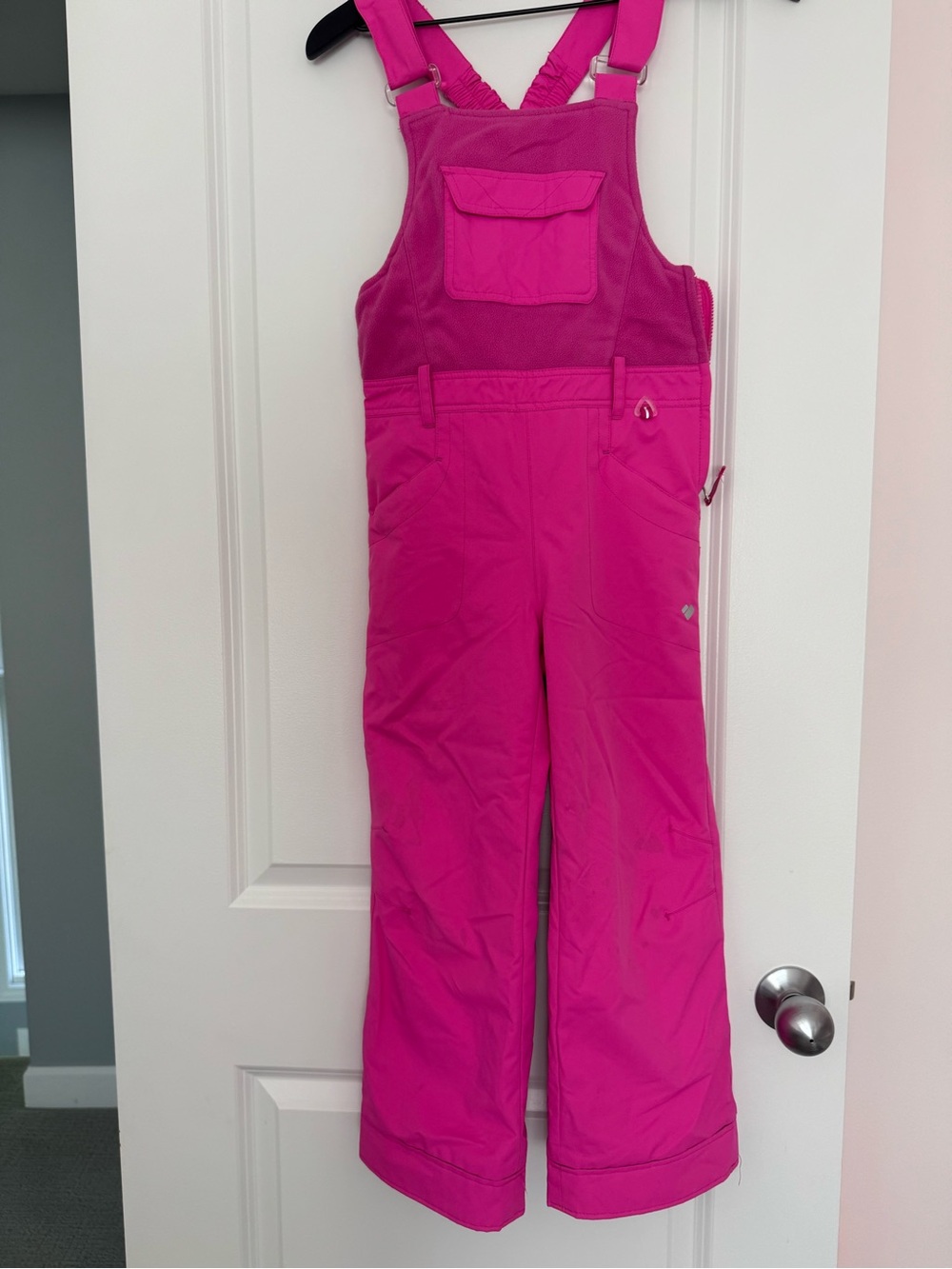 Obermeyer Hot Pink Kids Ski Bib Overalls I Grow Youth Size 7